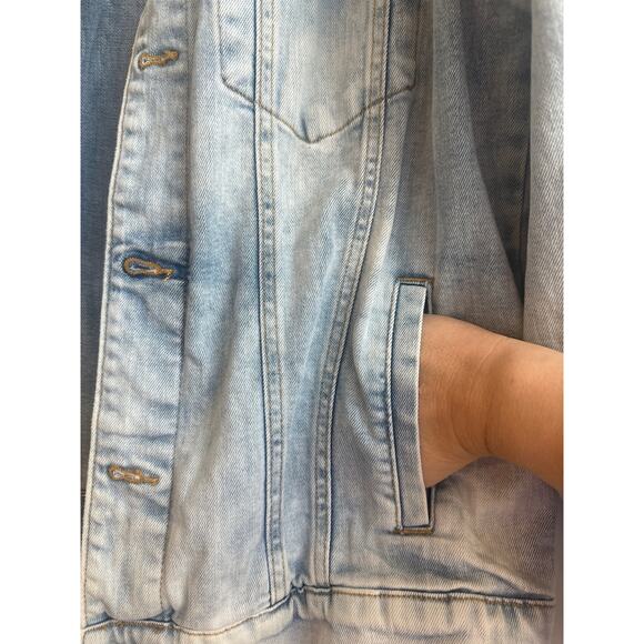 Zara men Graffiti  Graphic Light Bleach Wash Denim Jacket 90's Y2K Style - Picture 5 of 9